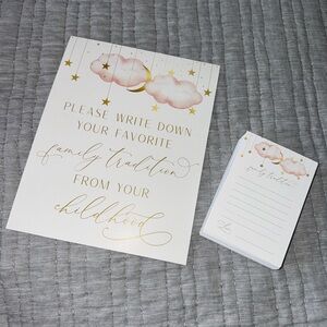 Charming Gold and Pink Baby Shower Cards